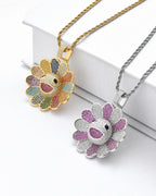 Multicolor Smiley Flower Pendant Necklace